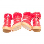Ботиночки утепленные красные